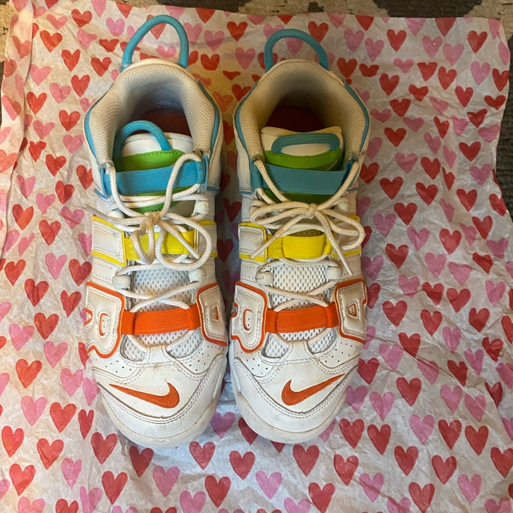 Nike White Sneakers with Orange and Blue Accents - Picture 2 of 3